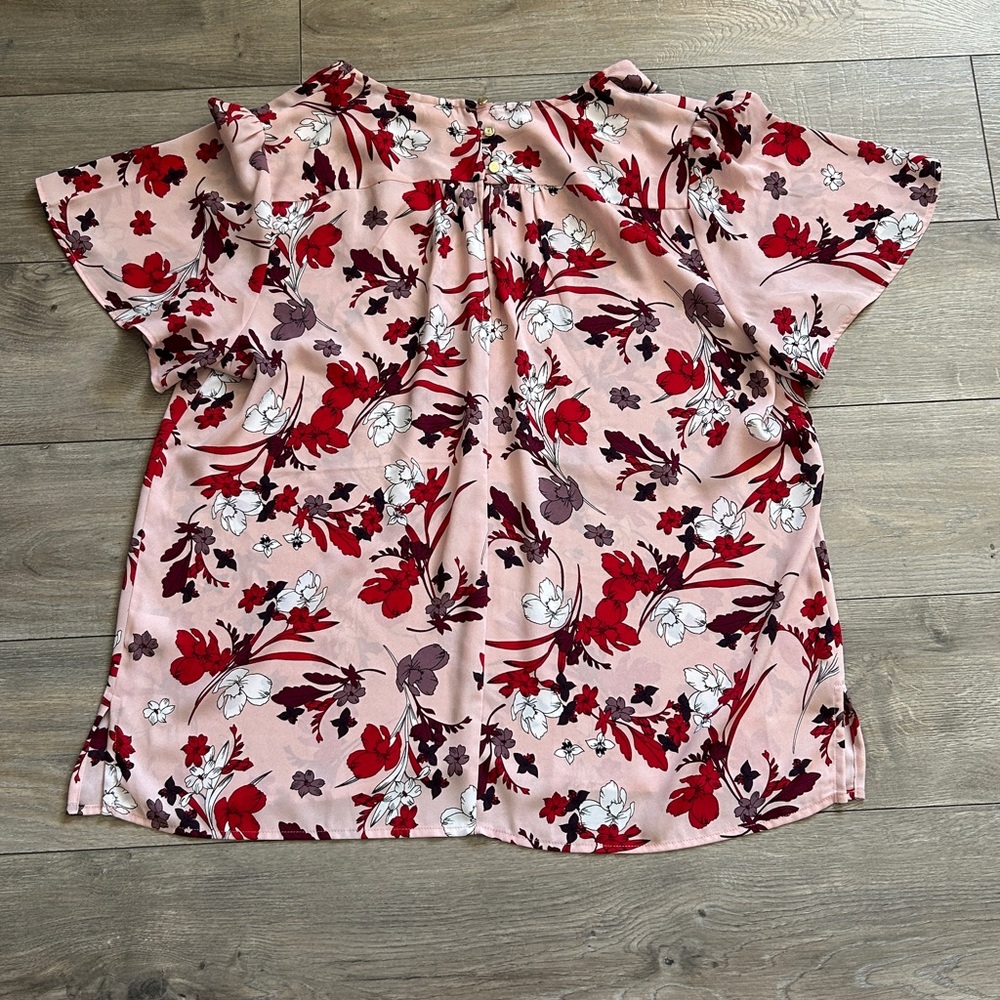 Floral Pink and Red Women's Top - Picture 10 of 13